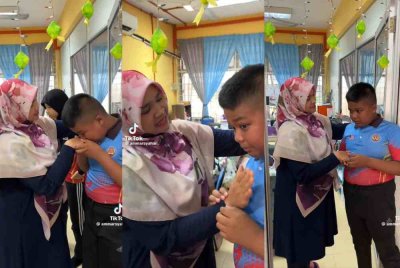 Momen pilu hari terakhir persekolahan Muhammad Airiel yang berat hati berpisah dengan gurunya meruntun jiwa ramai pengguna media sosial. 