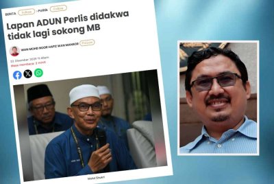 Laporan Sinar Harian mengenai lapan ADUN dilaporkan tidak lagi menyokong kepimpinan Menteri Besar Perlis, Mohd Shukri Ramli. Gambar kecil: Noor Amin 