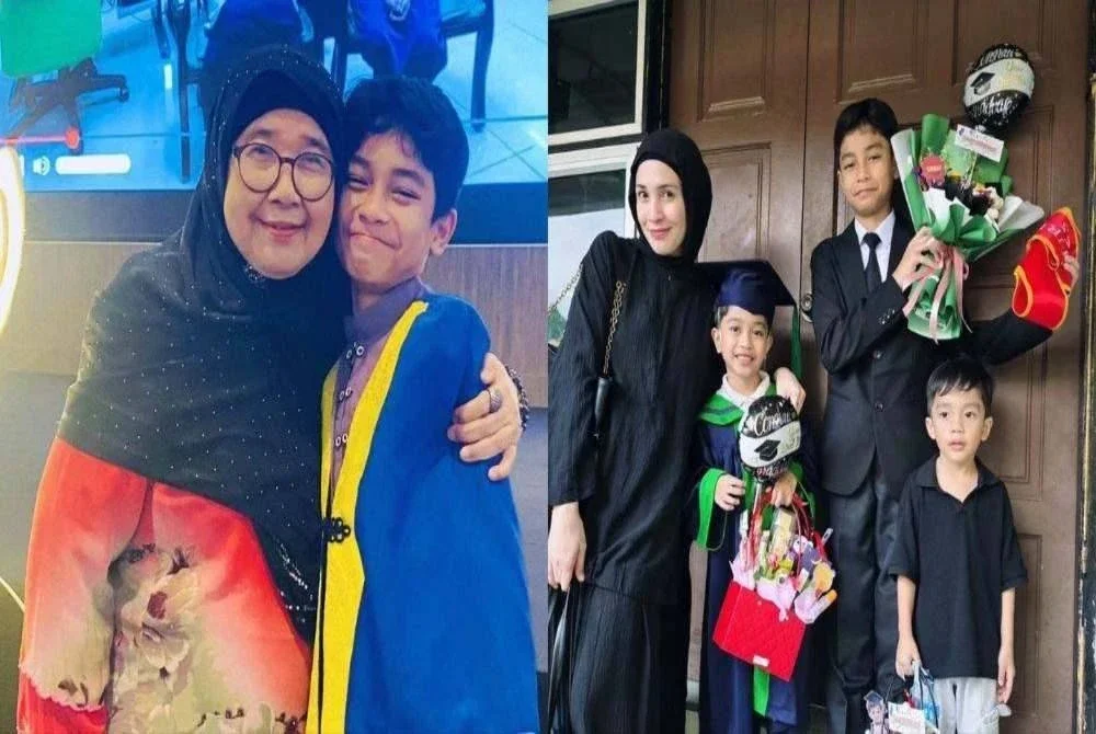 Izreen Azminda bersama keluarga meraikan kejayaan Adrian Umar.