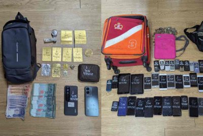 Sebahagian barangan yang dirampas bersama tangkapan kesemua suspek.