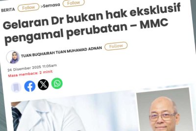 Laporan Sinar Harian pada Rabu.