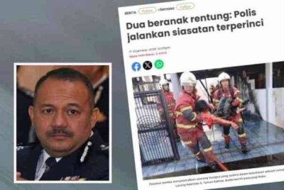 Laporan Sinar Harian baru-baru ini mengenai kes dua beranak rentung. 