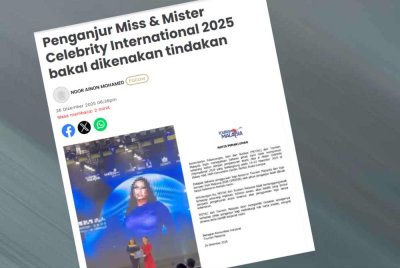 Tangkap layar memaparkan seorang lelaki berpakaian wanita menerima anugerah dalam satu majlis bertaraf antarabangsa.