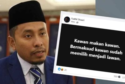 Perkongsian Ahmad Fadhli di Facebooknya pada Ahad.
