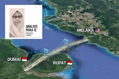 Lakaran cadangan projek Jambatan Melaka-Indonesia melalui Pengkalan Balak–Dumai.