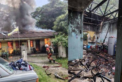 Empat keluarga melibatkan 22 mangsa ditempatkan di PPS selepas empat rumah musnah dalam kebakaran di Kampung Kuala Pari Hilir, Ipoh. Foto bomba Perak