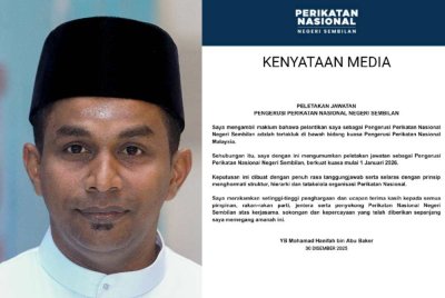 Mohamad Hanifah mengumumkan peletakan jawatannya sebagai Pengerusi PN Negeri Sembilan.