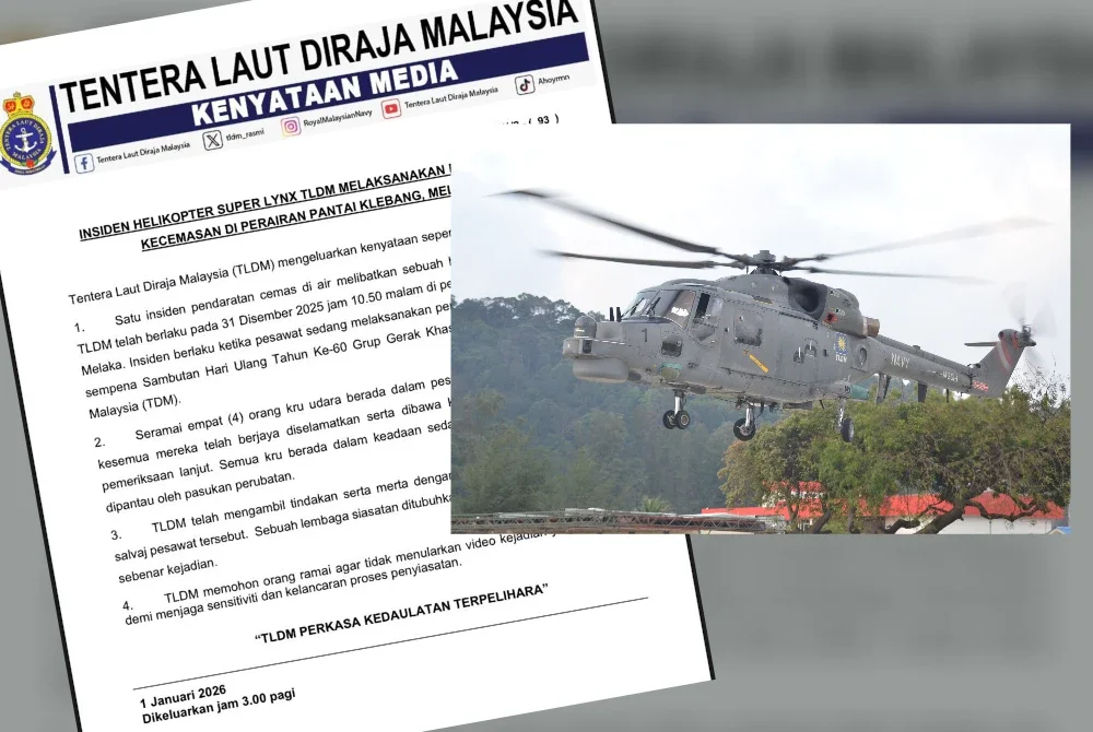 Kenyataan media TLDM berhubung kejadian dan helikopter Super Lynx. 