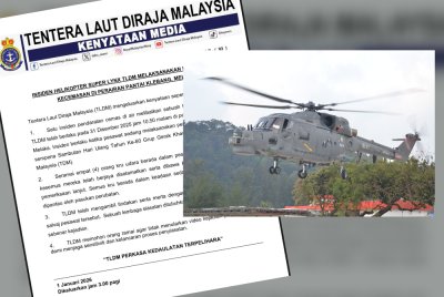 Kenyataan media TLDM berhubung kejadian dan helikopter Super Lynx. 