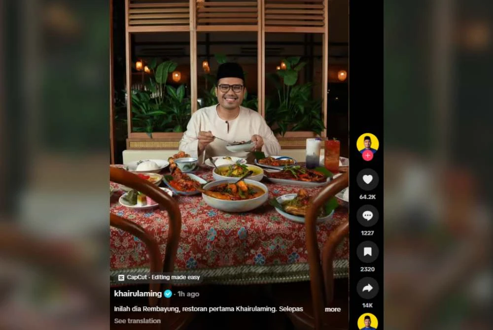 Restoran Rembayung akan dibuka secara rasmi pada 6 Januari ini.