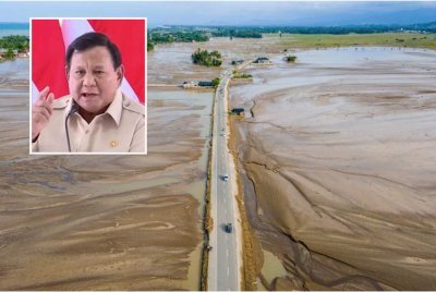 Sebahagian besar kawasan di wilayah Aceh masih ditimbuni lumpur bawaan banjir lebih sebulan lalu. Gambar kecil: Prabowo - Foto Agensi