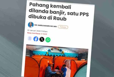 Laporan Sinar Harian pada Jumaat berhubung kejadian banjir di Raub.