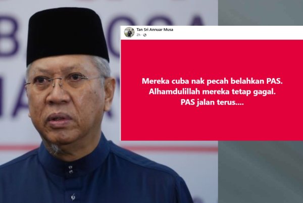 Kenyataan ringkas Annuar di Facebook beliau pada Jumaat mengenai cubaan sesetengah pihak memecah belahkan Pas.