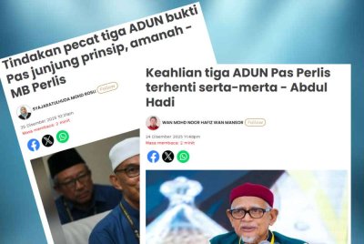 Laporan Sinar Harian berhubung keahlian tiga ADUN Perlis daripada parti itu terhenti serta-merta.