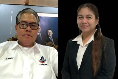 Bekas ADUN Sukau, Datuk Saddi Abdul Rahman (kiri) sebagai calon Warisan di Parlimen Kinabatangan manakala Mazliwati Abdul Malek bagi DUN Lamag.