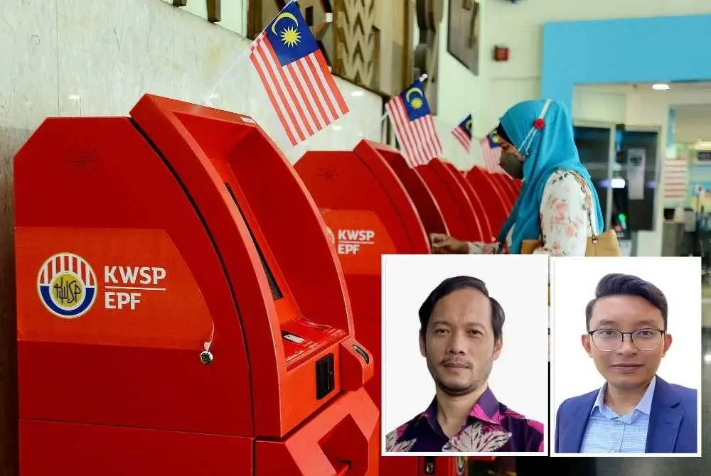 RIA KWSP langkah tepat untuk persaraan tetapi perlu dilaksanakan bersama dasar sokongan yang menyeluruh. Gambar kecil: Mohd Yusof Saari (kiri), Muhamad Zharif Luqman