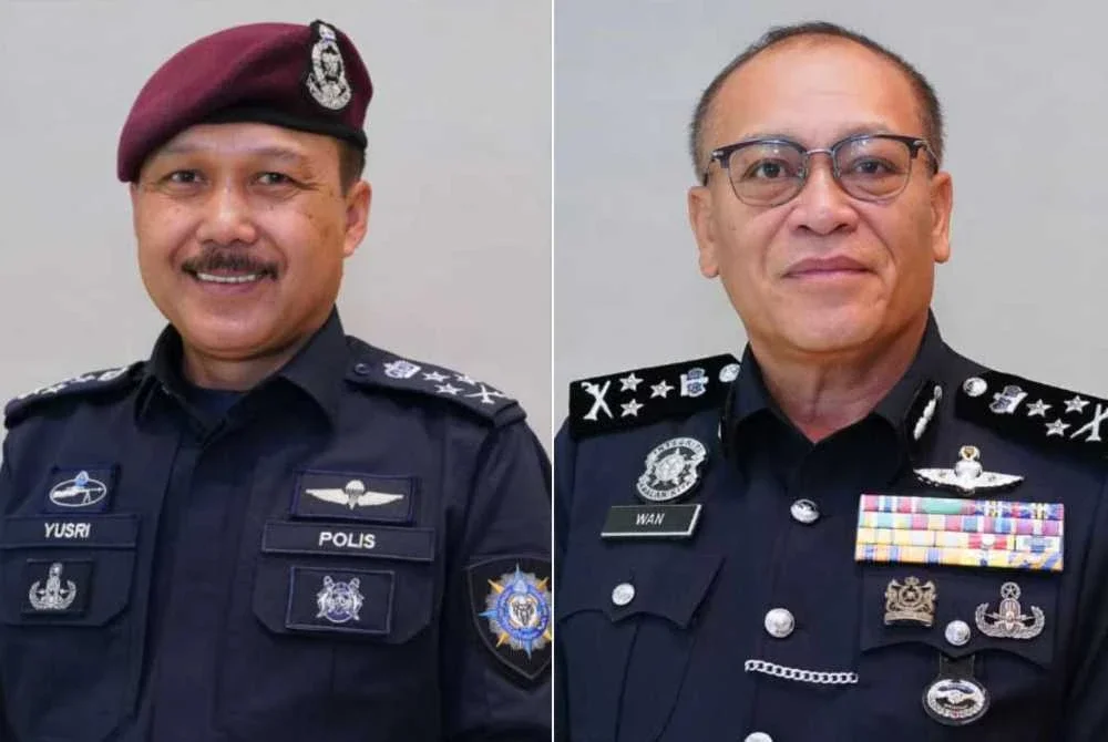 Mohd Yusri (kiri) dan Wan Hassan (kanan) antara enam pegawai kanan PDRM yang terlibat dalam pertukaran jawatan strategik berkuat kuasa 9 Februari depan.