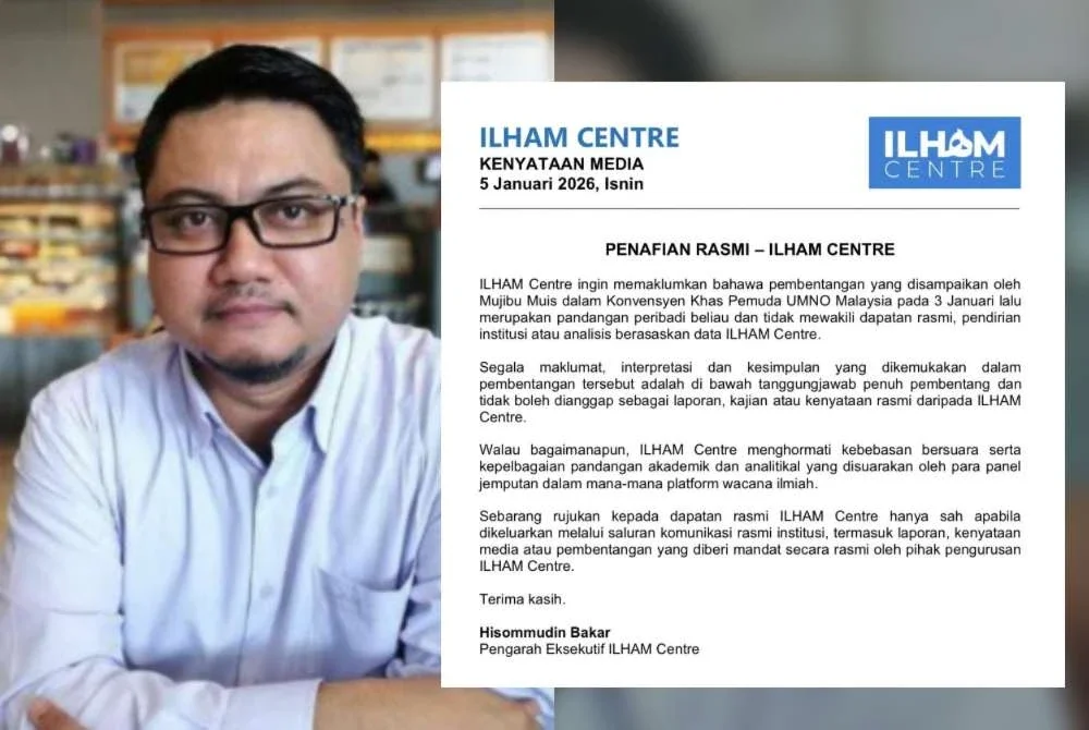 Hisommudin memberitahu, pembentangan dapatan pada Konvensyen Khas Pemuda UMNO tidak boleh dianggap sebagai laporan, kajian atau kenyataan rasmi institusi berkenaan.