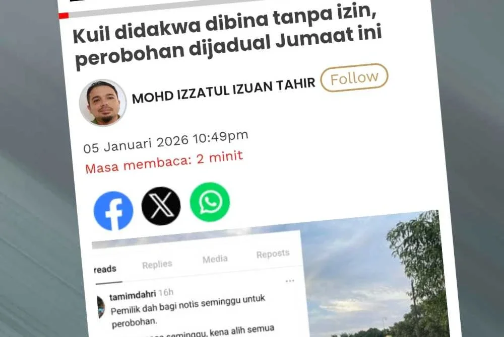 Laporan Sinar Harian berhubung kuil didakwa dibina tanpa izin, perobohan dijadual Jumaat ini