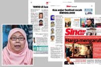Laporan Sinar Harian pada Isnin. Gambar kecil: Fuziah