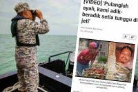 Usaha SAR dipergiatkan untuk mengesan dua nelayan yang dilaporkan hilang selepas dipercayai terjatuh ke laut di perairan Batu Pahat. Foto Maritim Malaysia