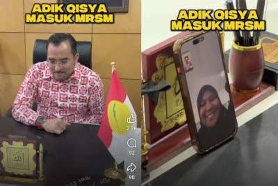 Putri Qisya ketika menerima panggilan video Asyraf Wajdi. - Foto tangkap layar Fb Dr Asyraf Wajdi Dusuki