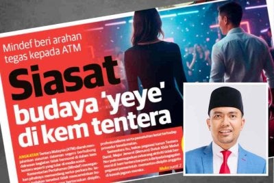 Laporan muka depan Sinar Harian pada Selasa mengenai dakwaan budaya 'yeye' di kem tentera. Gambar kecil: Profesor Datuk Dr Mohd Izhar Ariff Mohd Kashim