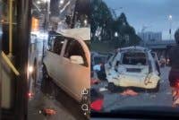 Sebuah bas hilang kawalan sebelum merempuh sebuah kereta sehingga mengakibatkan kemalangan empat kenderaan di Kilometer 11, Jalan Johor Bahru–Air Hitam, arah selatan. 