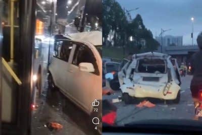 Sebuah bas hilang kawalan sebelum merempuh sebuah kereta sehingga mengakibatkan kemalangan empat kenderaan di Kilometer 11, Jalan Johor Bahru–Air Hitam, arah selatan. 