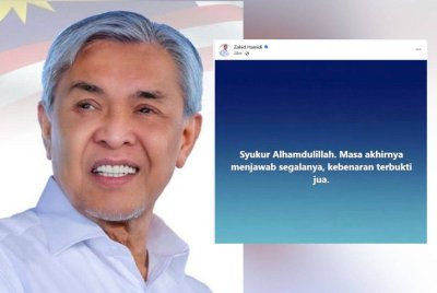 Tangkap layar hantaran Ahmad Zahid di Facebook pada Khamis.