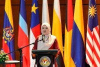 Fadhlina ketika menyampaikan ucapan pada Majlis Amanat Tahun Baharu 2026 di Kementerian Pendidikan hari ini. - Foto: Bernama