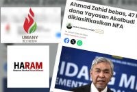 Umany dan HARAM dalam satu kenyataan bersama pada Jumaat mengecam sekeras-kerasnya keputusan mengklasifikasikan kes rasuah membabitkan Ahmad Zahid dan Yayasan Akalbudi sebagai NFA.