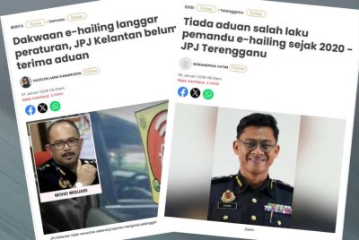 Laporan Sinar Harian berhubung dakwaan isu pemandu e-hailing langgar peraturan di Kelantan dan Terengganu