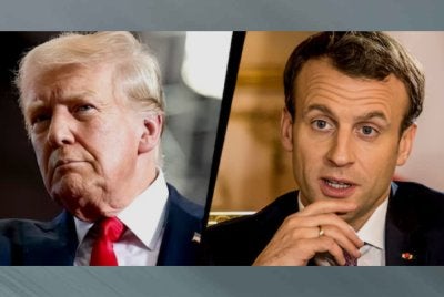 Trump kiri dan Macron. - Foto: Agensi