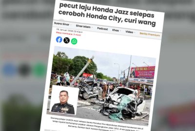 Dalam kejadian Isnin lepas, Syakirah Hanan maut selepas kereta Perodua Viva dipandunya dirempuh Honda Jazz dari arah bertentangan.