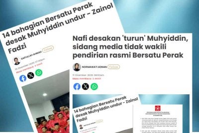 Laporan Sinar Harian sebelum ini mengenai desakan pimpinan Bersatu di Perak terhadap Presiden parti, Tan Sri Muhyiddin Yassin supaya meletakkan jawatan.
