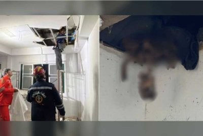 Tengkorak tersebut jatuh ketika proses membaiki siling pada minggu lalu. Foto Agensi