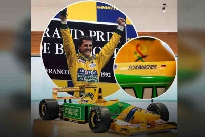 Jentera Benetton B192-05 yang dipandu Schumacher semasa menjuarai GP Belgium pada 1992 dilelong 23 Januari ini.