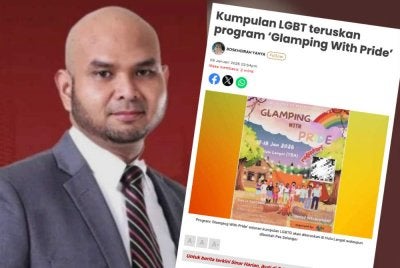 Muhamad Hisham berkata, program 'Glamping with Pride' jelas bertentangan dengan nilai masyarakat yang sihat dan boleh mengganggu ketenteraman awam.