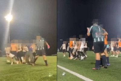 Seorang lelaki dipukul dipercayai individu daripada pasukan lawan dalam perlawanan persahabatan bola sepak pada Rabu.
