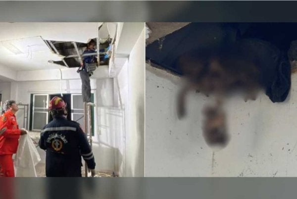 Tengkorak tersebut jatuh ketika proses membaiki siling pada minggu lalu. Foto Agensi