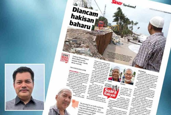  Projek baik pulih Laluan T145 Jalan Mengabang Telipot–Batu Rakit (Pantai) di Kampung Tanjung di sini sedang berjalan dan dijangka siap sepenuhnya pada Mei 2026. Gambar kecil: Hasli