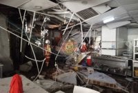 Letupan dipercayai berlaku di kawasan penyelenggaraan penyaman udara yang terletak bersebelahan kafeteria di tingkat empat universiti berkenaan. Foto JBPM