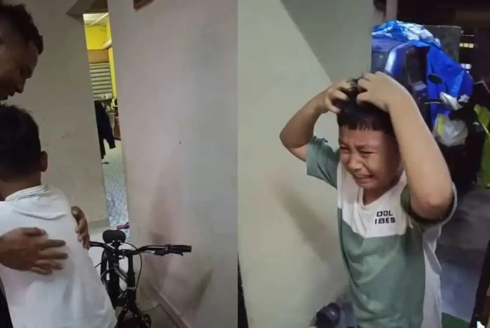 Detik menyentuh hati ketika Mikael menerima hadiah basikal idaman daripada bapanya.