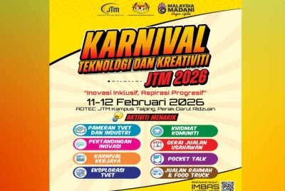 Karnival Teknologi dan Kreativiti JTM 2026 jadi platform strategik dalam mengembangkan bakat serta potensi peserta merentas pelbagai lapisan bagi melahirkan graduan TVET berdaya cipta.