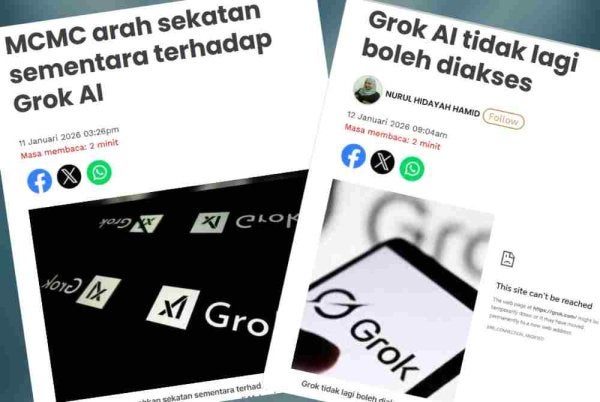 Laporan Sinar Harian berhubung sekatan ke atas Grok AI.
