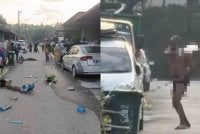 Tangkap layar dari video tular kelihatan seorang lelaki mengamuk dengan merosakkan harta benda penduduk.