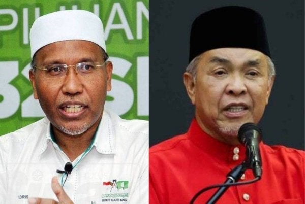 Idris (kiri) mengajak Ahmad Zahid berlawan hujah, idea dan akhlak sebagai ahli politik di atas satu pentas demokrasi untuk dinilai rakyat.