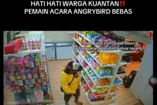 Tangkap layar gambar seorang lelaki bertindak tidak senonoh selepas memasuki sebuah kedai barangan kosmetik di Kuantan.
