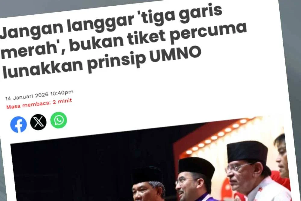 Laporan SInar Harian berhubung perinsip 'tiga garis merah' yang ditetapkan UMNO.